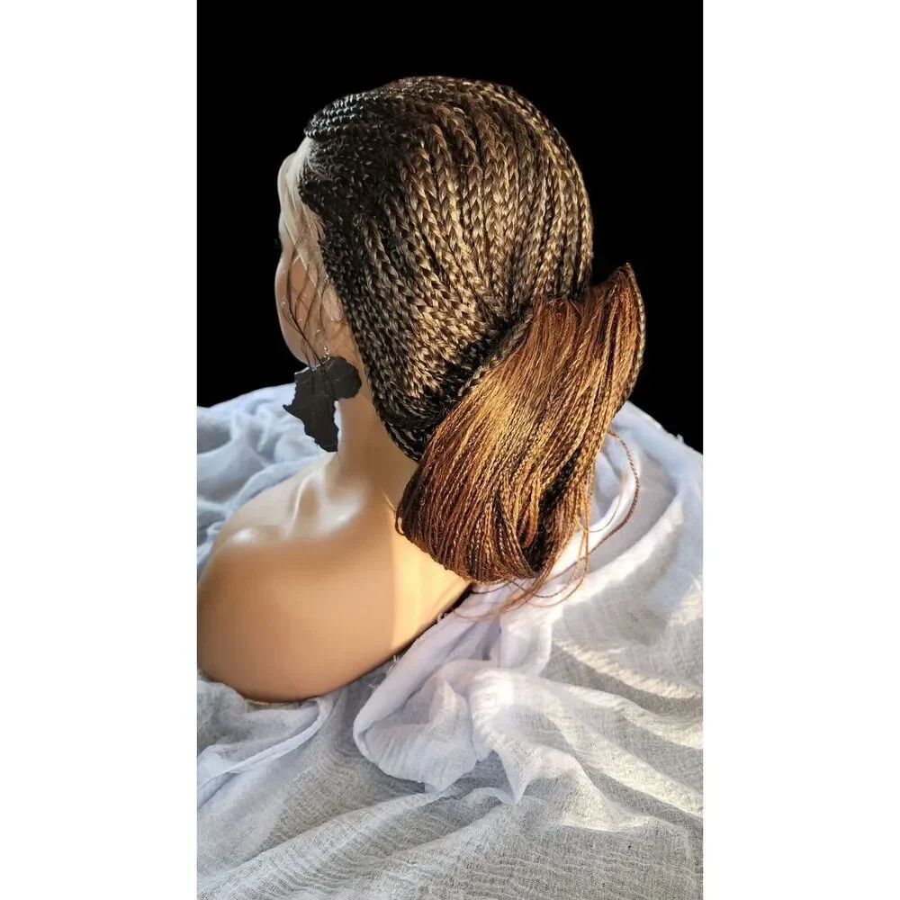 Handmade Braided Wig- Ombre Color Brown Chesnut, Ghana Weave